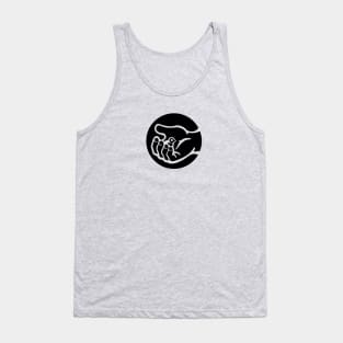 A small bird in a hand, as a symbol of care and compassion in black ink Tank Top